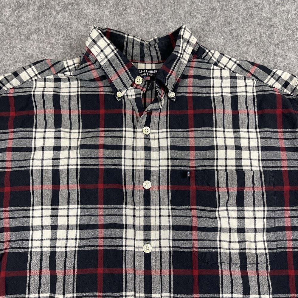 Polo Jeans Co. Shirt Ralph Lauren Mens Large Plaid Long Sleeve Preppy Vintage‎